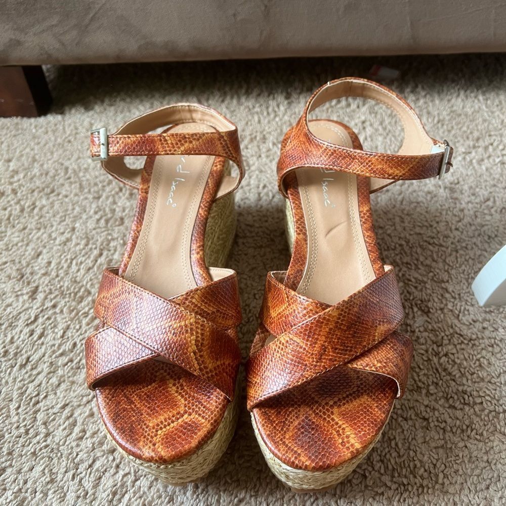 David Isaac women’s espadrille platform wedges size 9